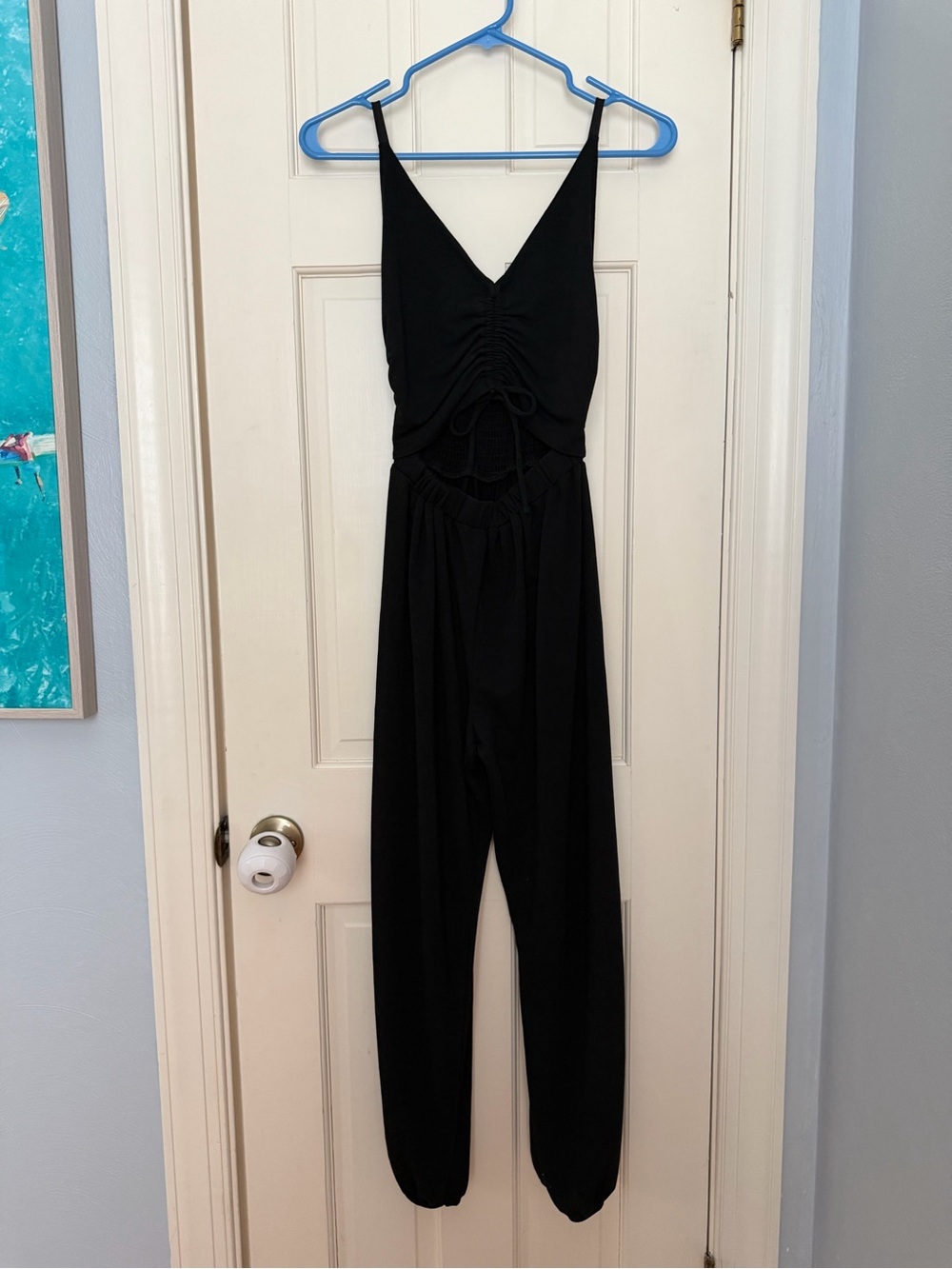 Black Kittenish Jogger Style Keyhole Cutout Jumpsuit